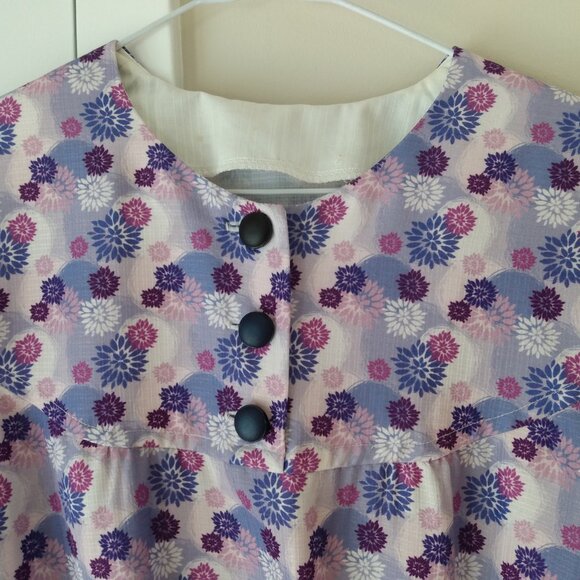 Amish Mennonite Dress 40"B 28-33"W Vintage Handmade Purple Floral - Picture 6 of 13